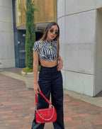 Pantalon Wide Leg Drill Negro
