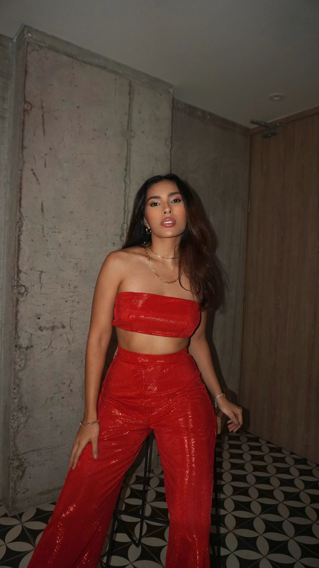 Crop Top Shine Rojo