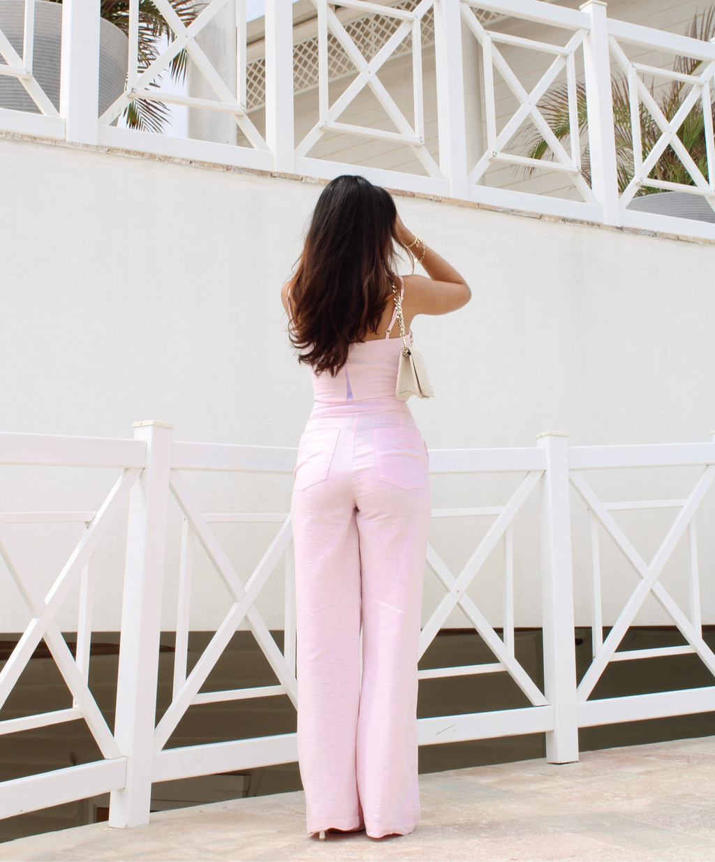 Pantalon Lino Rosa Pastel