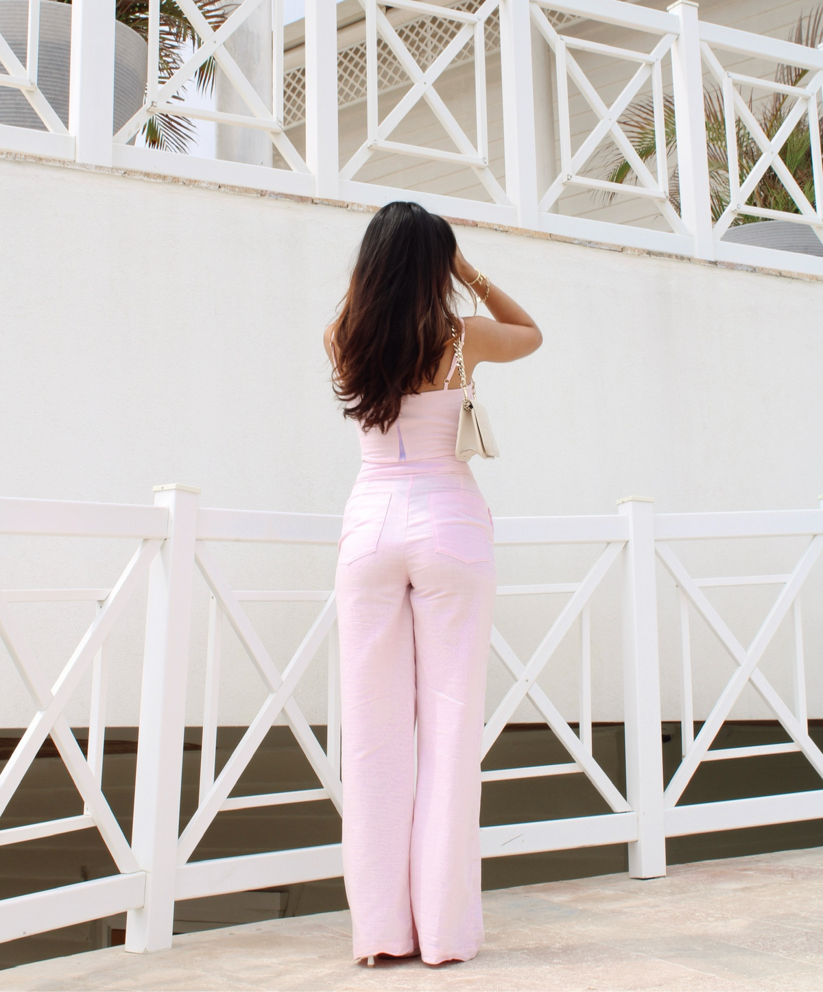 Pantalon Lino Rosa Pastel