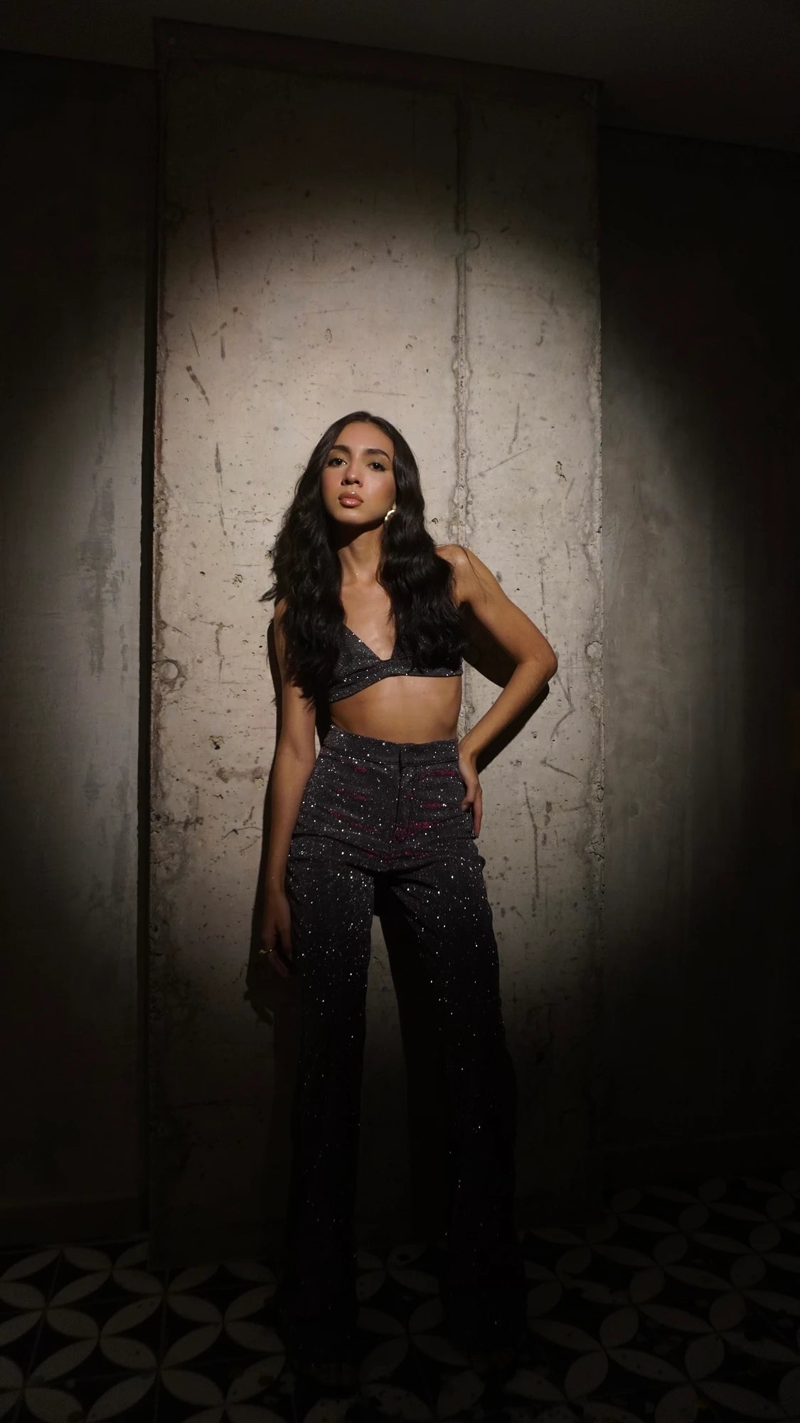 Crop Top Shine Gris Plomo