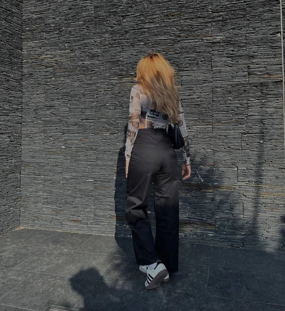 Pantalon Wide Leg Drill Negro