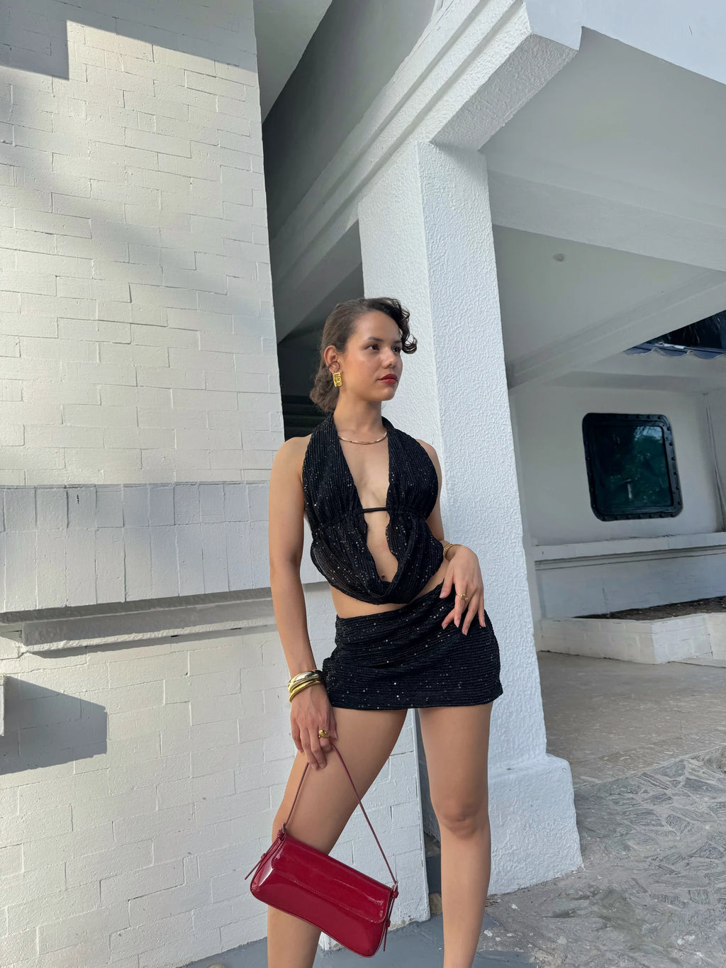 Mini Falda Short Shine Negra