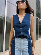 Chaleco Denim Dos Tonos