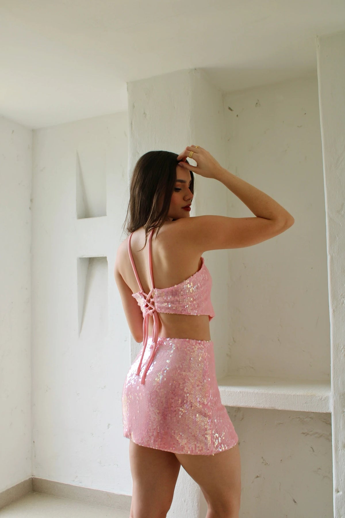 Falda Lentejuelas Rosa