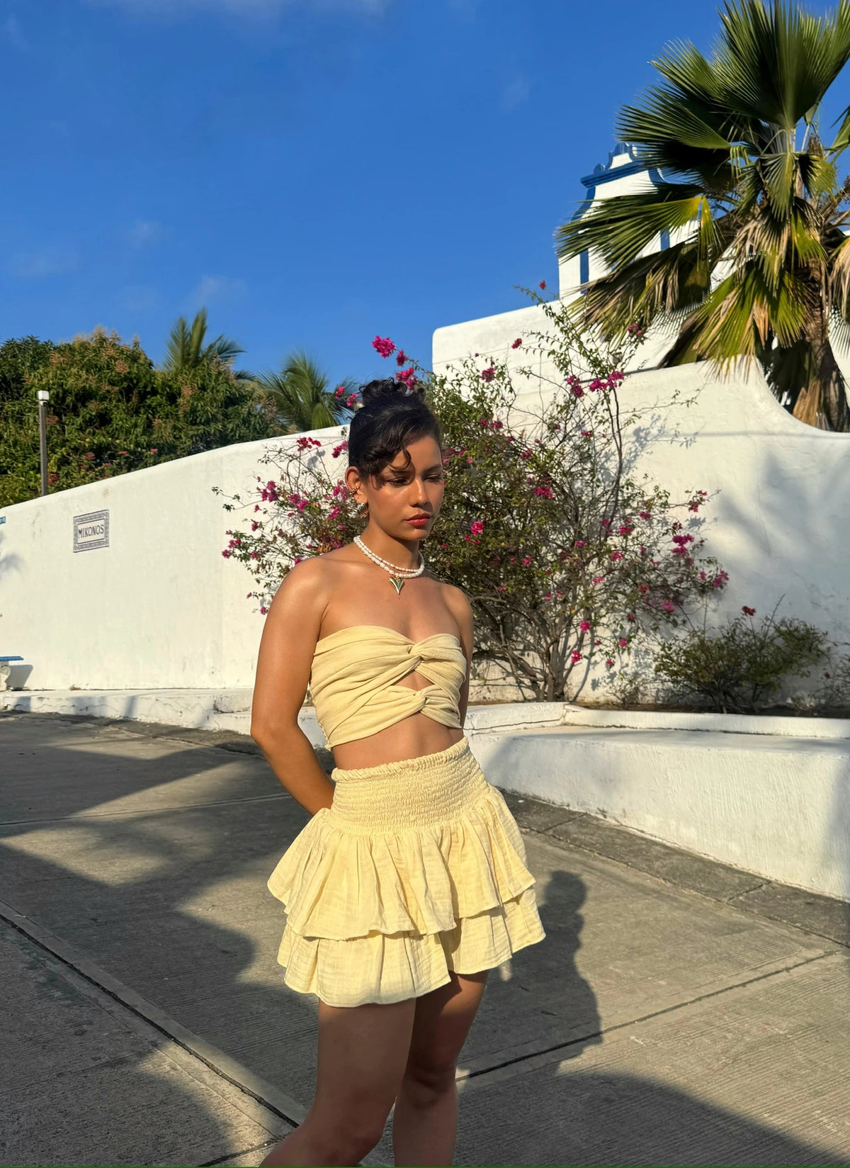 Falda Bolero Crunch Lino Amarillo