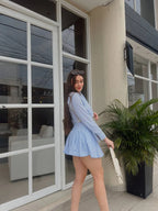 Falda Short Rayas Azul