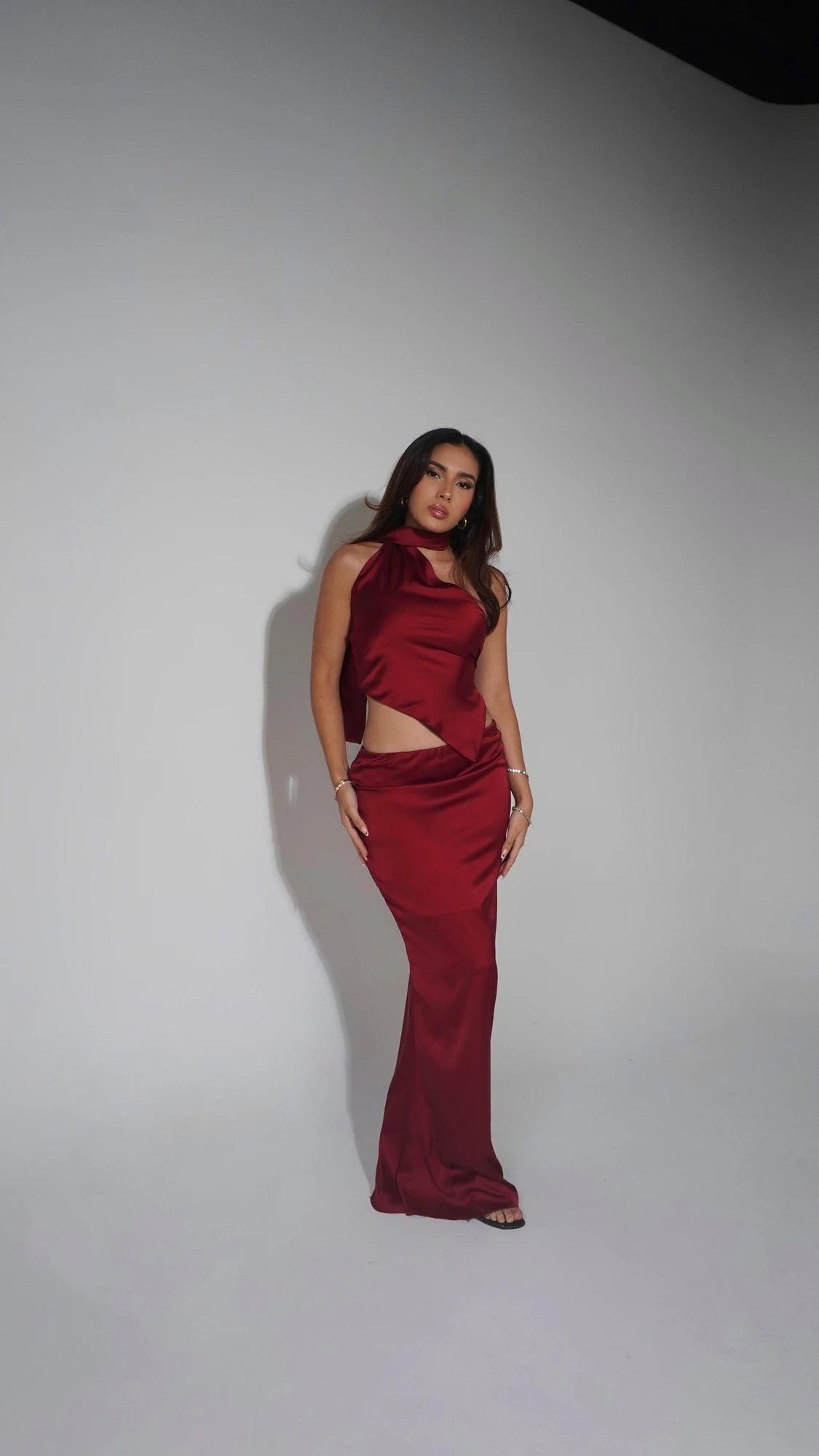 Blusa Seda Irregular Rojo Vino