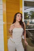 Blusa Irregular Crochet Nude Brillante