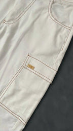 Pantalon Cargo Pespuntes Beige