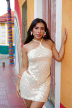 Top Lentejuelas Marfil
