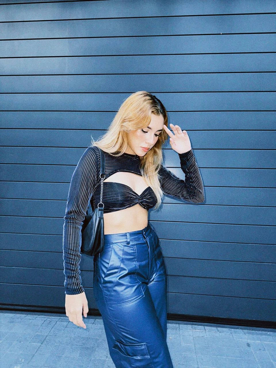 Crop Top Azul Metalico