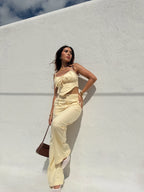 Pantalon Lino Amarillo Pastel