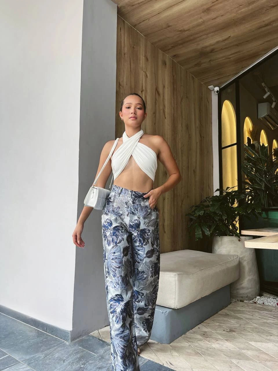 Pantalon Jacquard Azul
