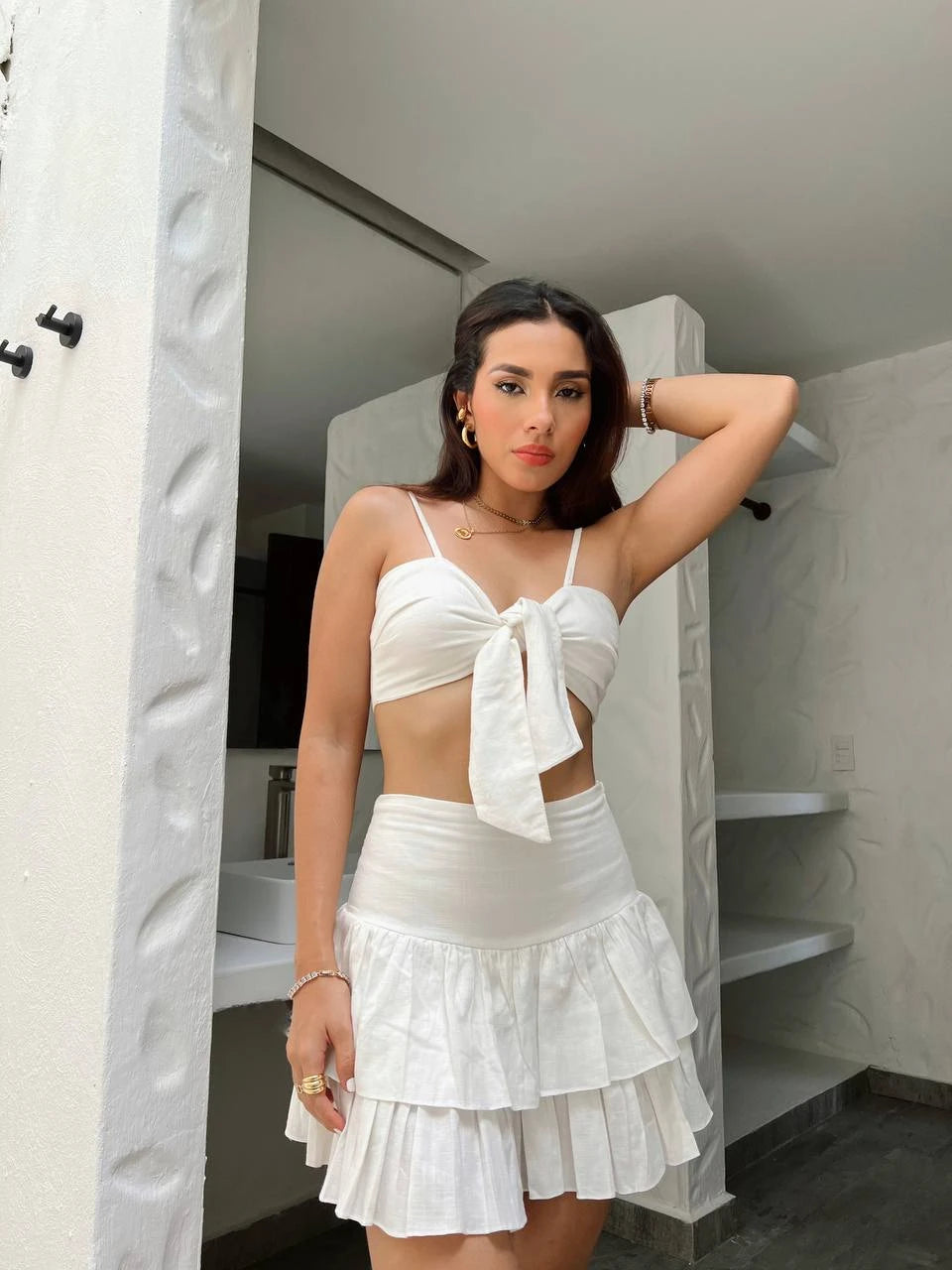 Falda Bolero Lino Blanco