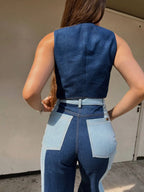 Chaleco Denim Dos Tonos