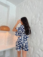 Falda Short Print Blue Fresh