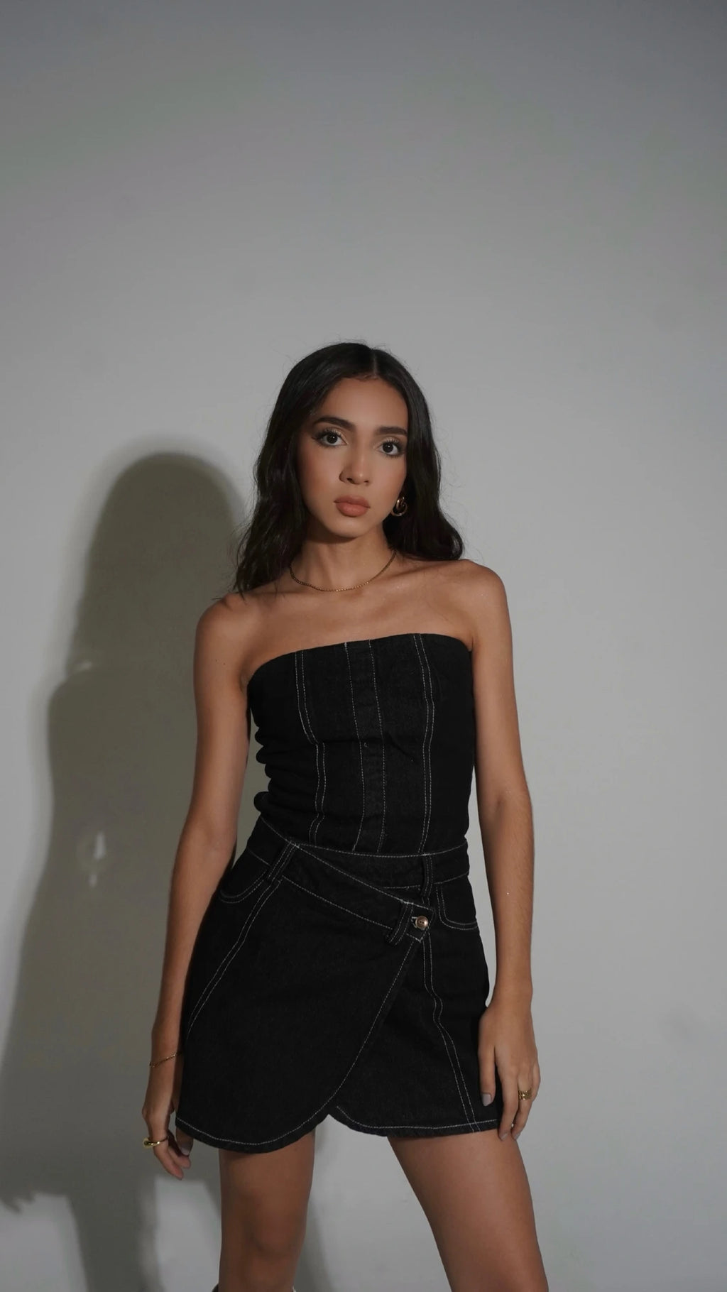 Falda Denim Cruzada Negra