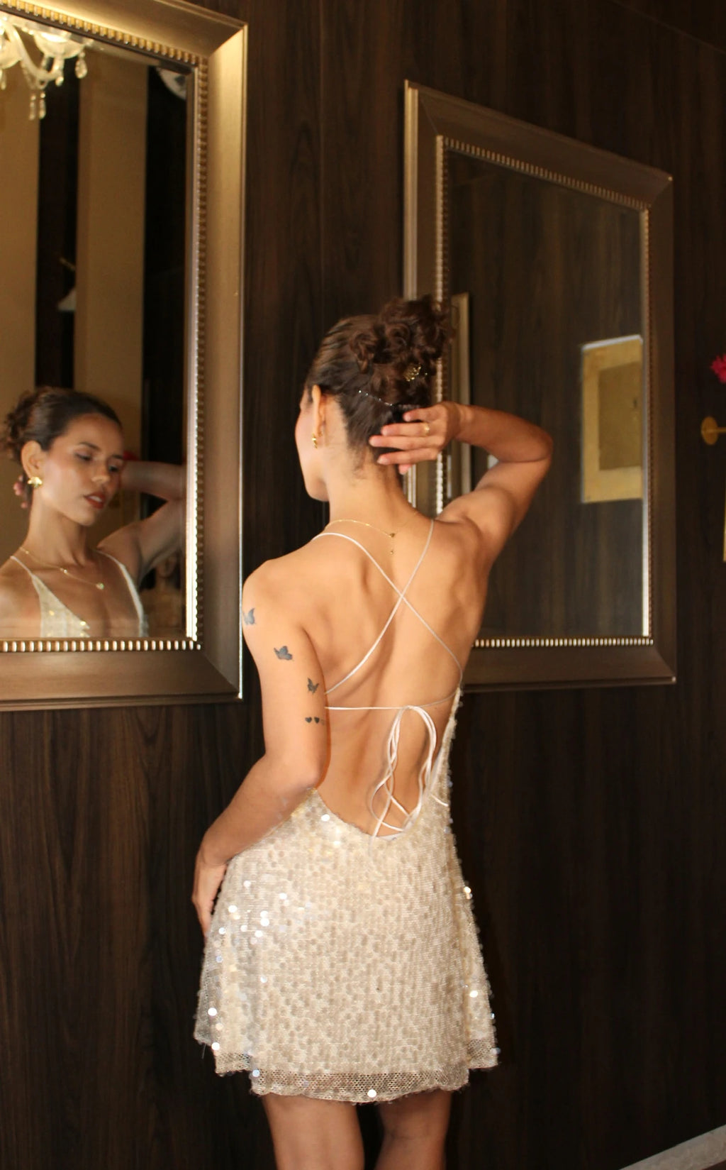 Vestido Lentejuelas Champagne