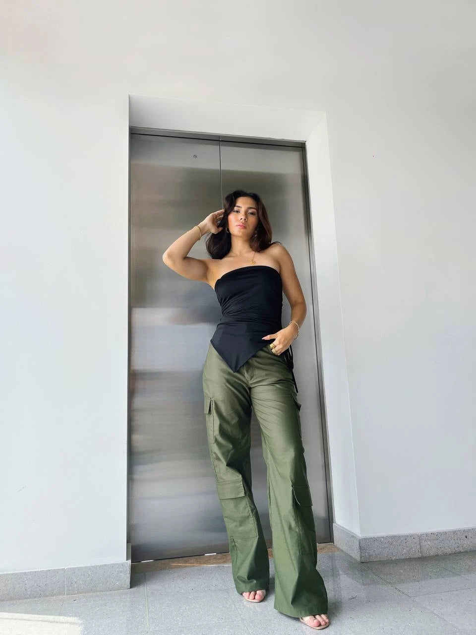 Pantalon Cargo Verde