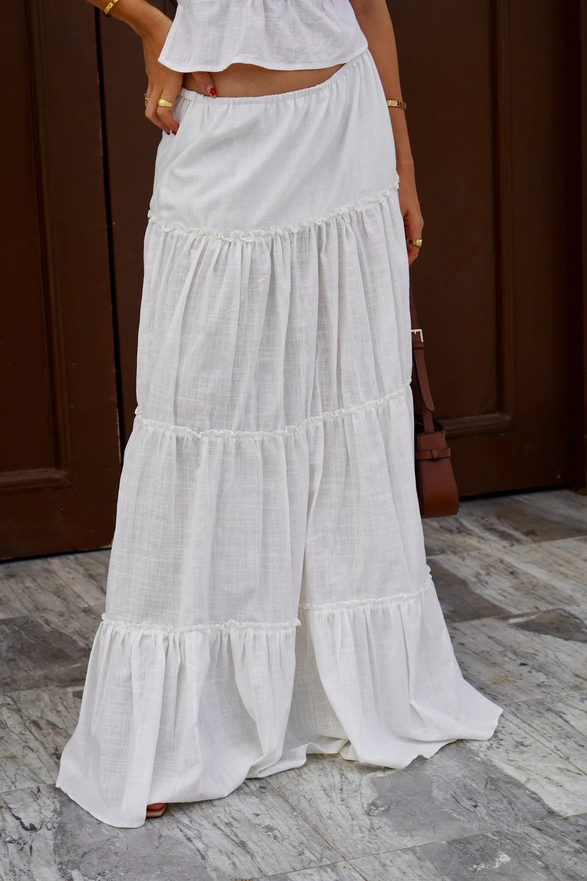 Falda Cloud Lino Blanca