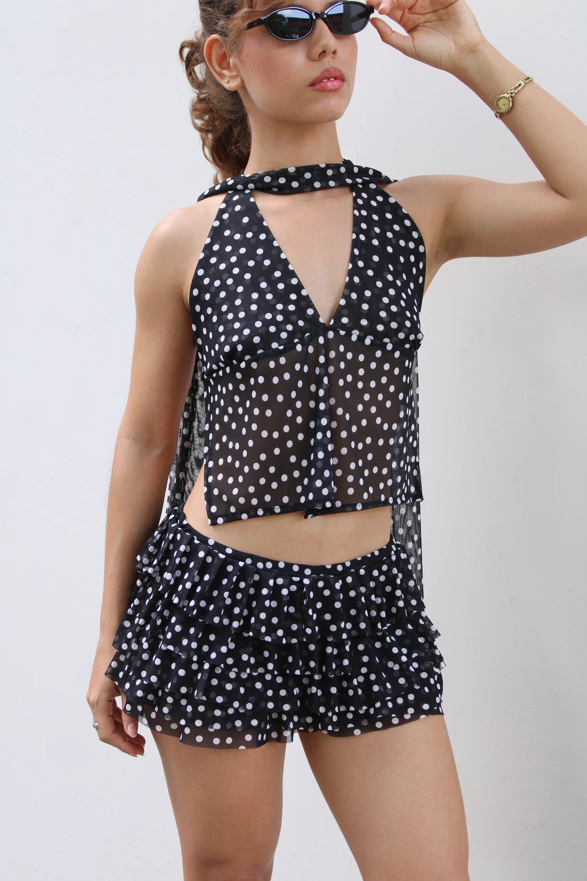 Blusa Polka Dots Negra