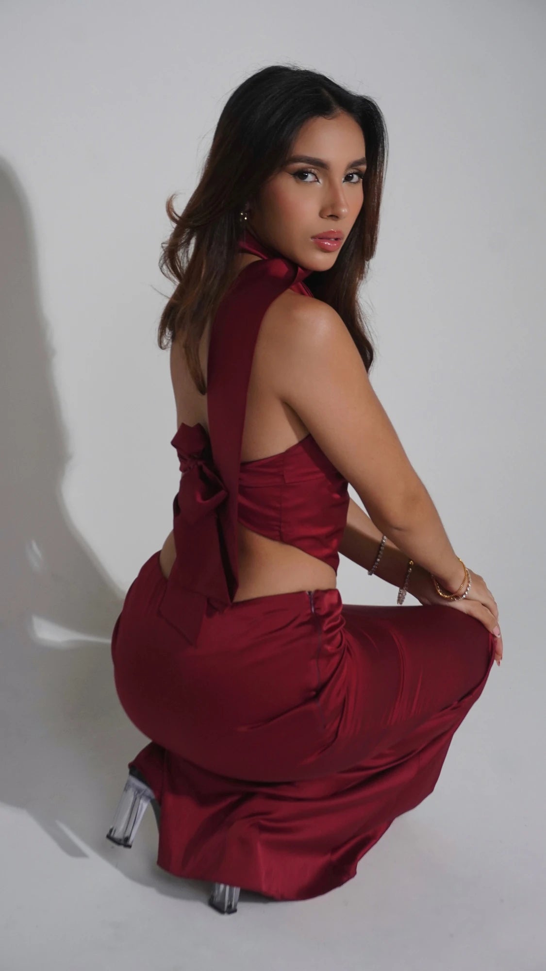 Blusa Seda Irregular Rojo Vino