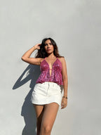 Falda Short Mini Drill Blanca