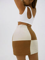 Crop Top One Shoulder Beige