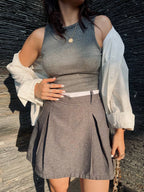 Falda Short Preppy Gris