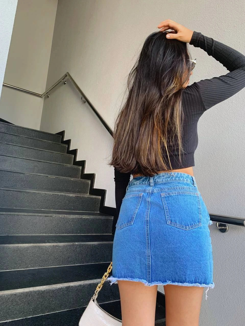 Falda Denim Botones