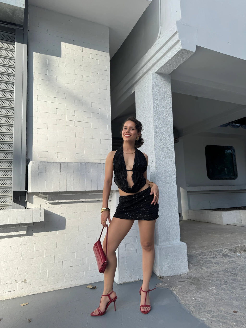 Mini Falda Short Shine Negra