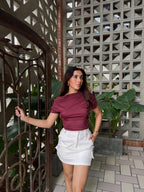 Blusa Hombro Irregular Red Wine