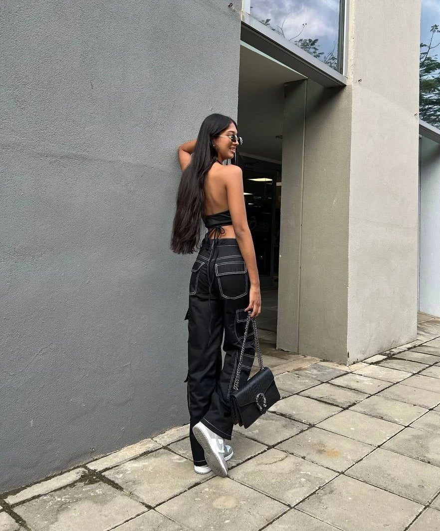 Crop Top Crossed Neck