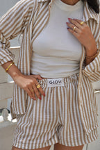 Short Lino Rayas Nude