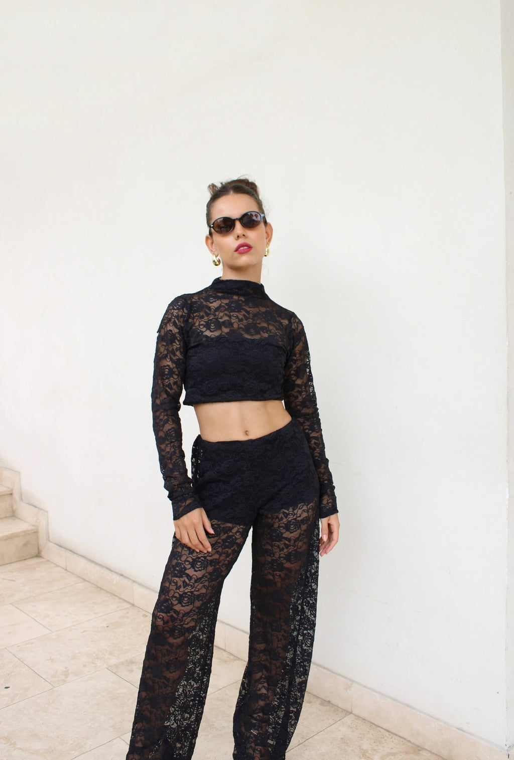Pantalon Encaje Negro