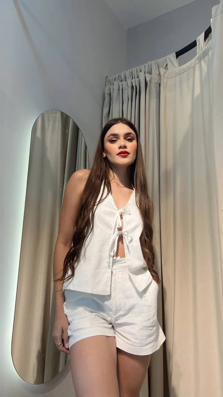 Blusa Lazos Espalda Afuera Blanca
