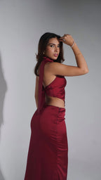 Falda Larga Seda Rojo Vino