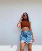 Falda Denim Botones