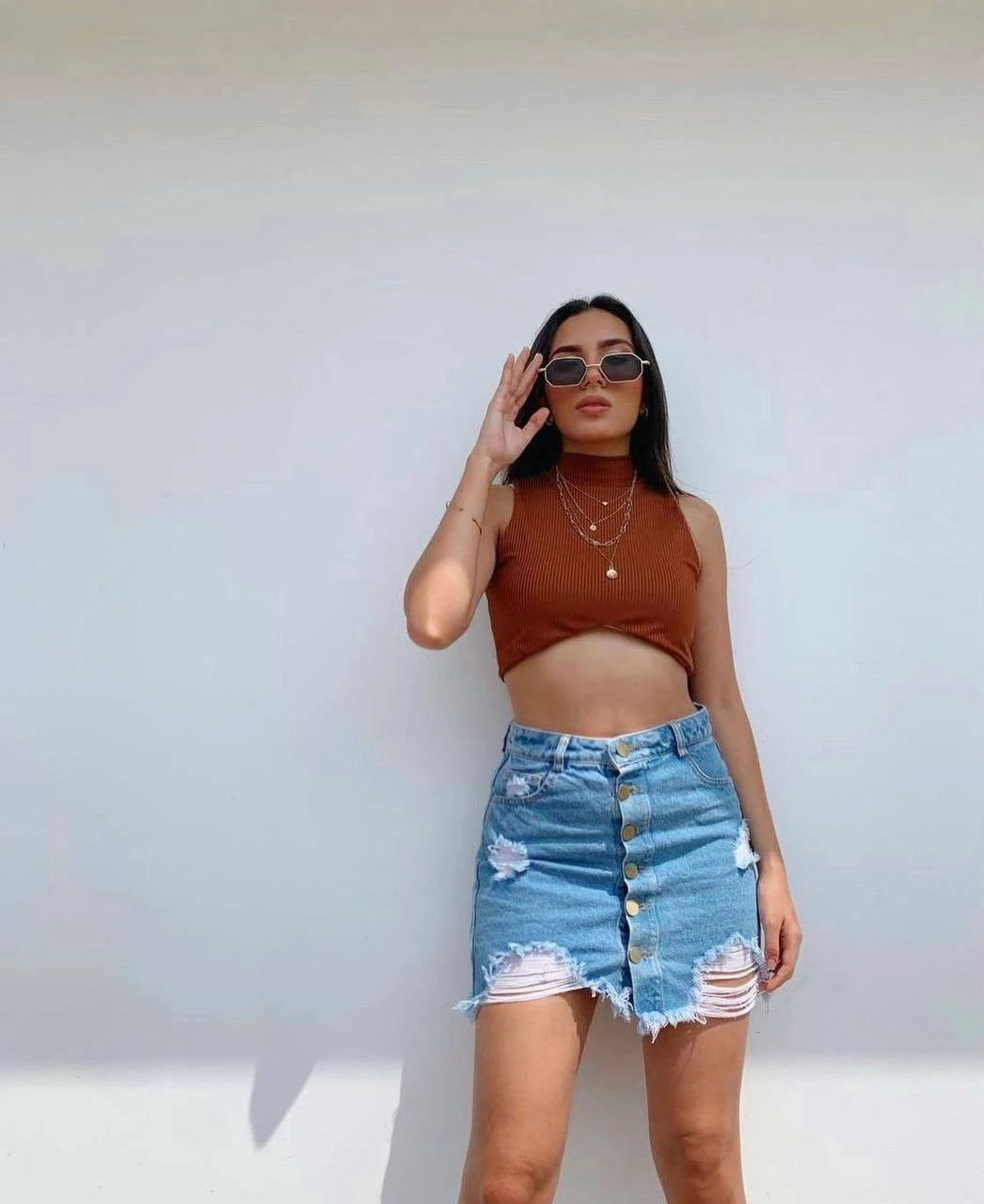 Falda Denim Botones