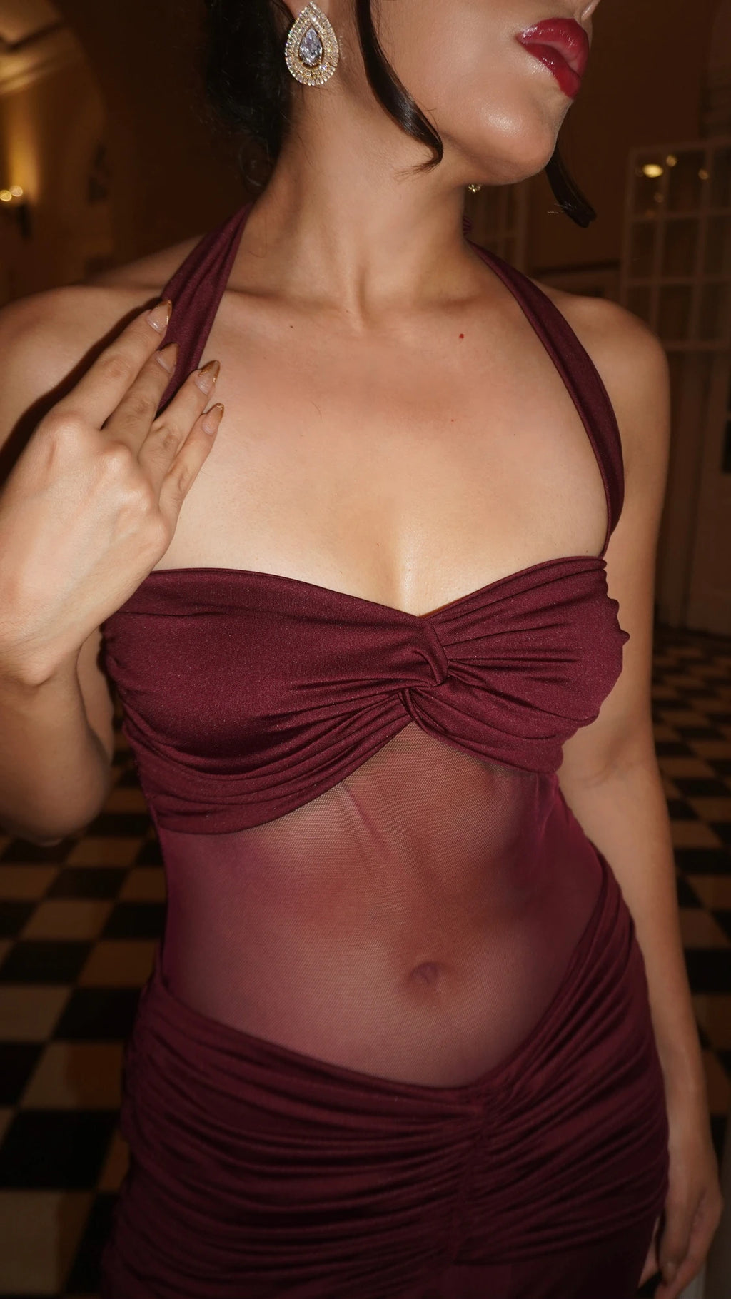 Body Mesh Nudo Vinotinto