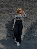 Pantalon Wide Leg Drill Negro