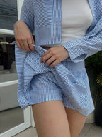 Falda Short Rayas Azul