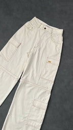 Pantalon Cargo Pespuntes Beige