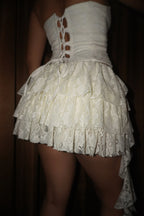 Falda Short Sirena Encaje Marfil