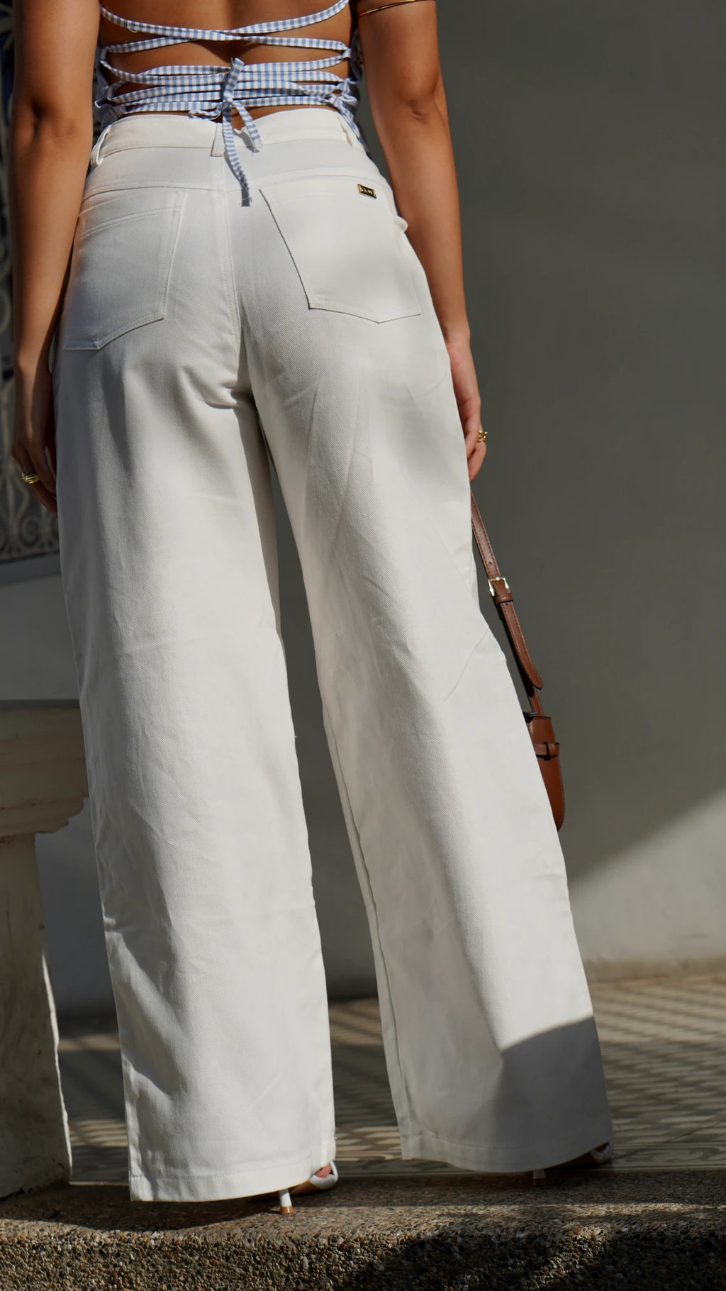 Pantalon Wide Leg Drill Blanco