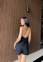 Blusa Lazos Espalda Afuera Negra