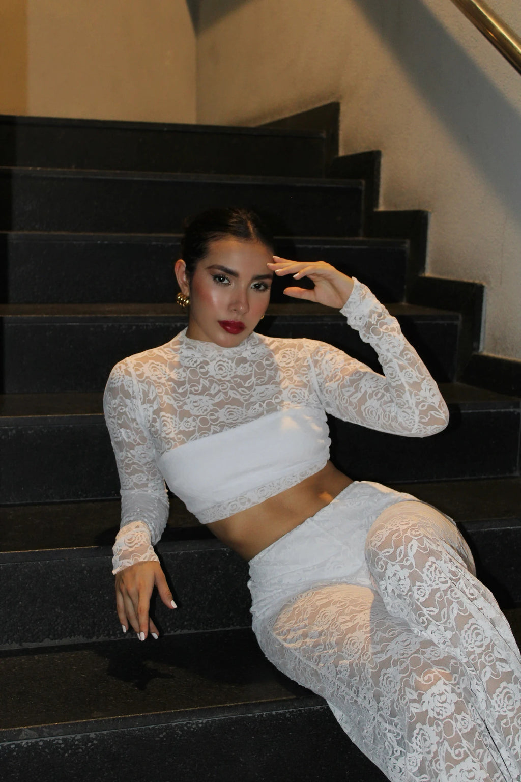 Pantalon Encaje Blanco