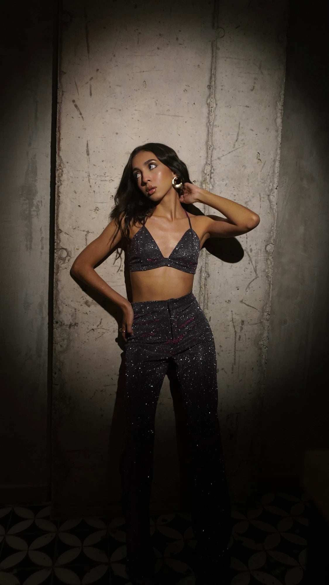 Crop Top Shine Gris Plomo