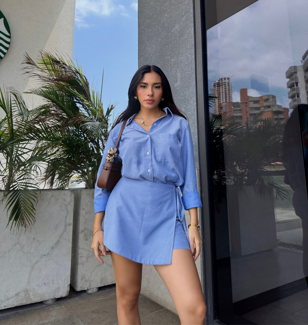 Falda Short Lazo Azul